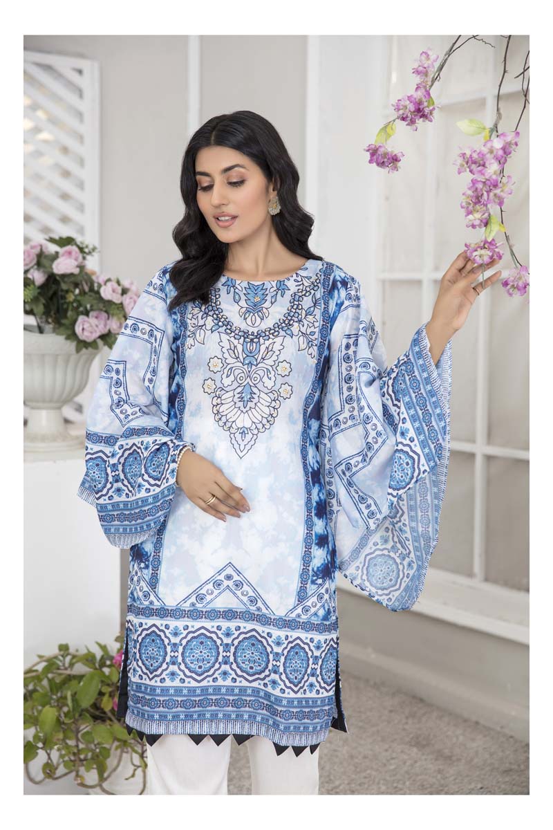 Limelight Pakistani Lawn digital print Kurta Blue - Desi Posh
