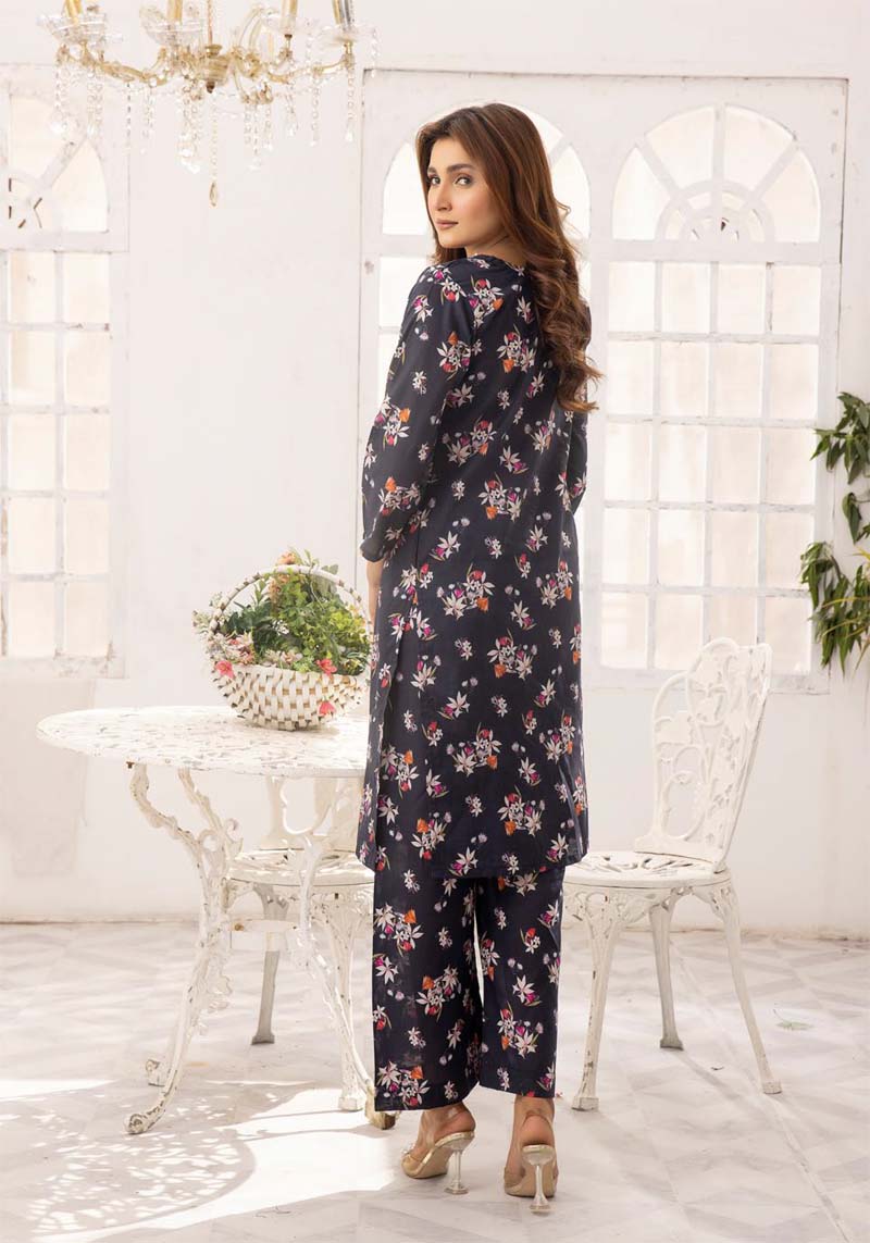 Floral Printed 2 Piece Lawn Co-ords Outfit Set D2 - Desi Posh