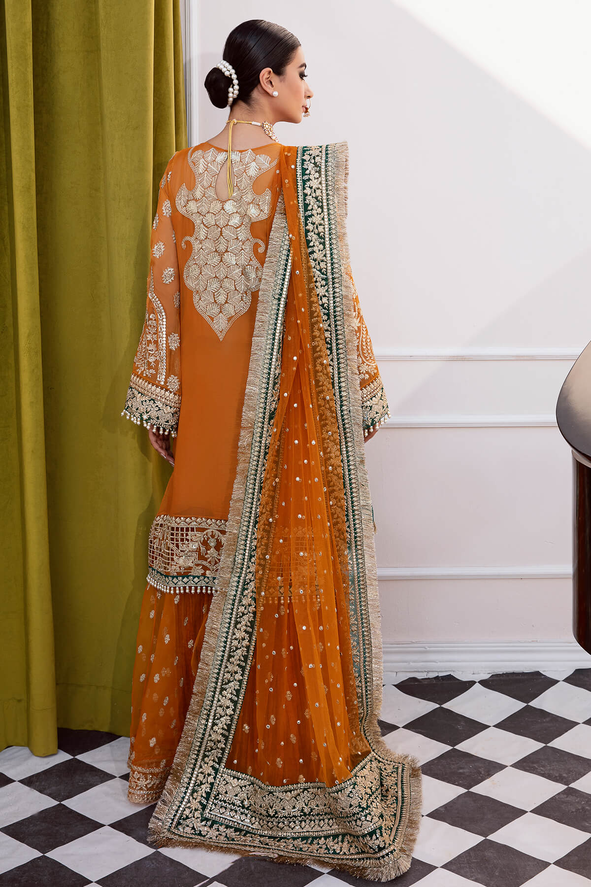Imrozia Serene Inspired Embroidered 3 Piece Wedding Sharara Outfit - Desi Posh