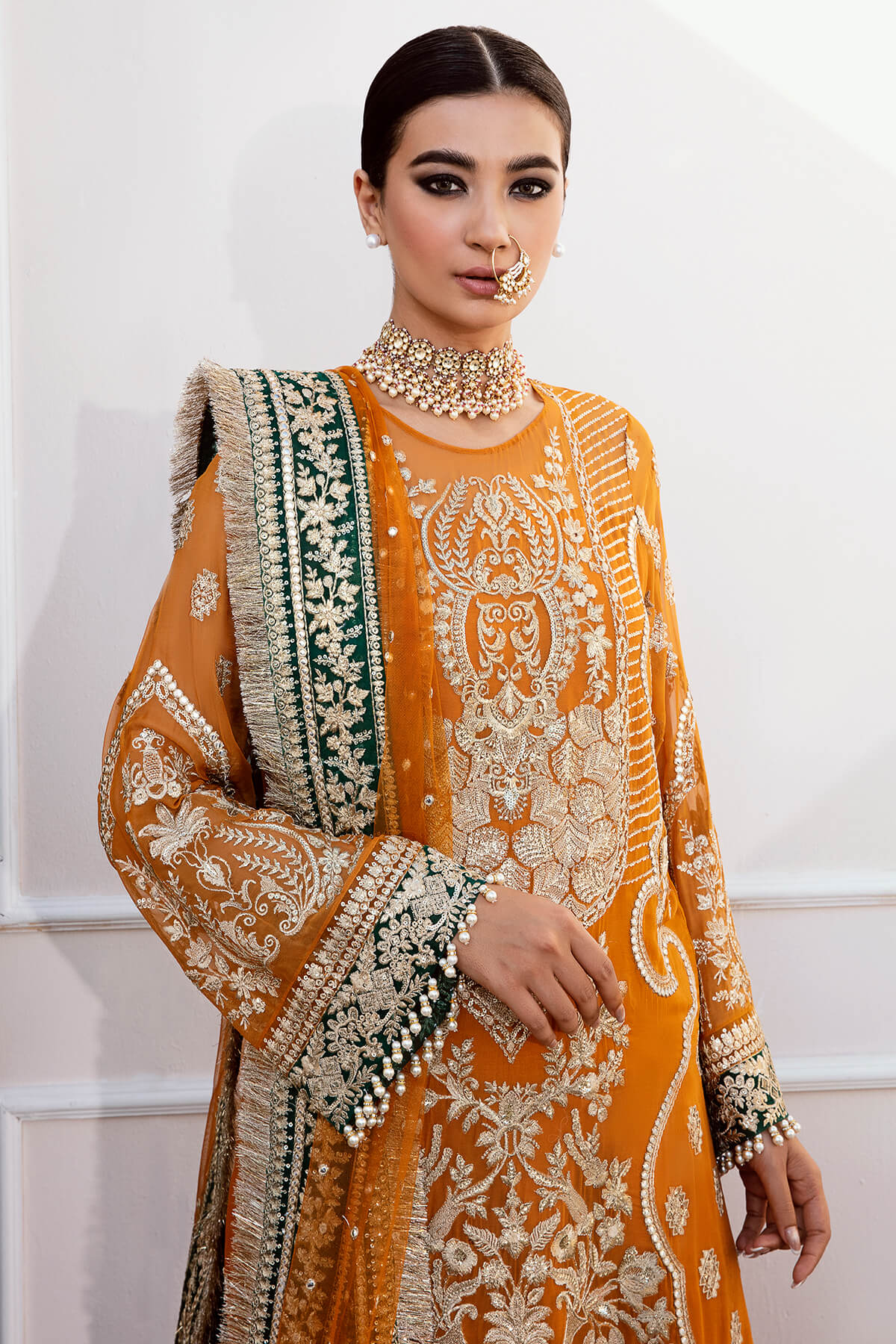 Imrozia Serene Inspired Embroidered 3 Piece Wedding Sharara Outfit - Desi Posh