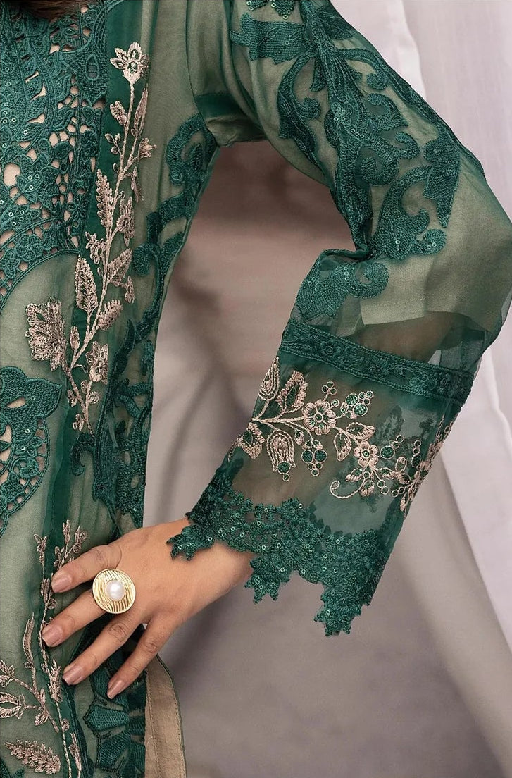 Maria B Inspired Mbroidered 3 Piece Wedding Outfit Green