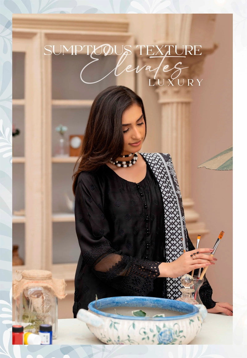 Sana Safinaz Inspired Viscose Black Chikan Kari Mummy & Me Ladies Eid Outfit