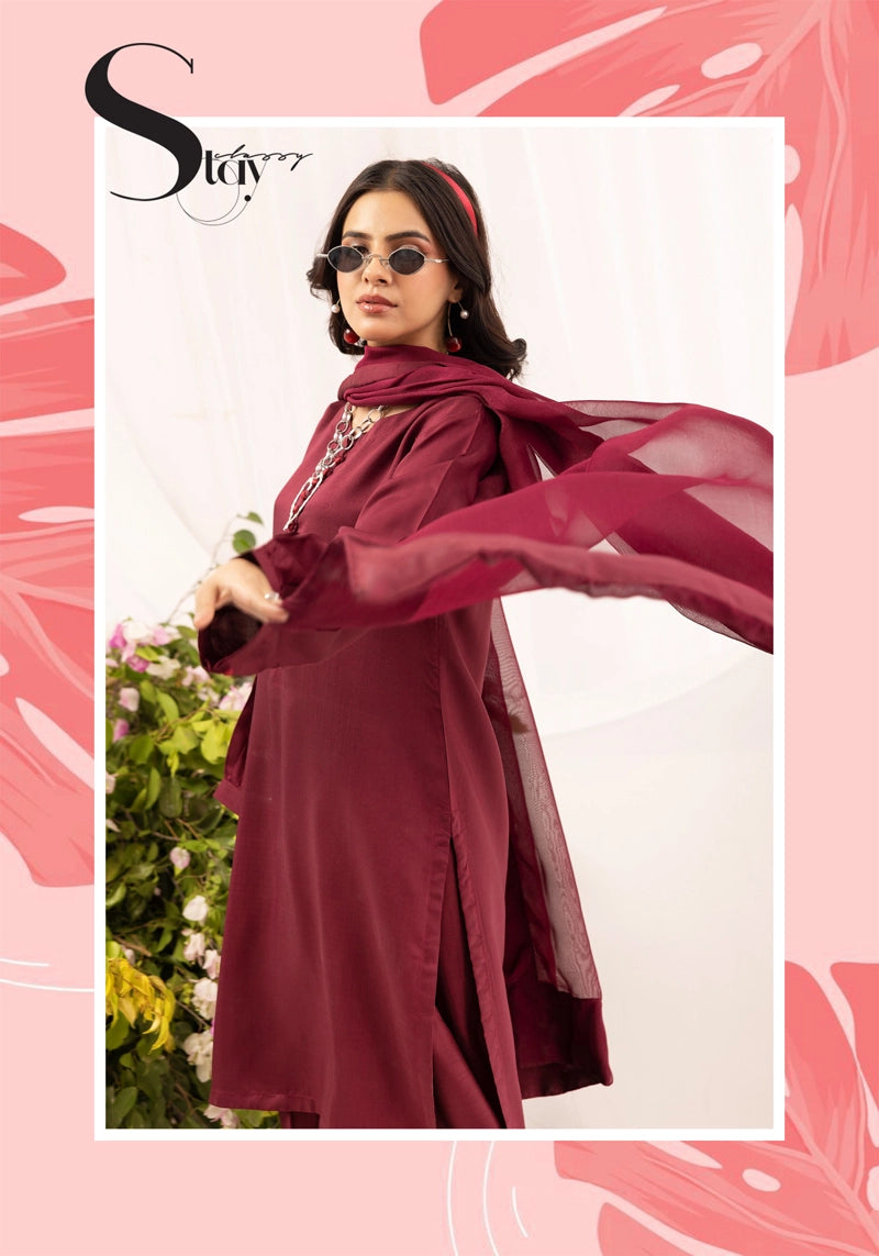 Simrans Farshi Mummy & Me Ladies Maroon Viscose Outfit