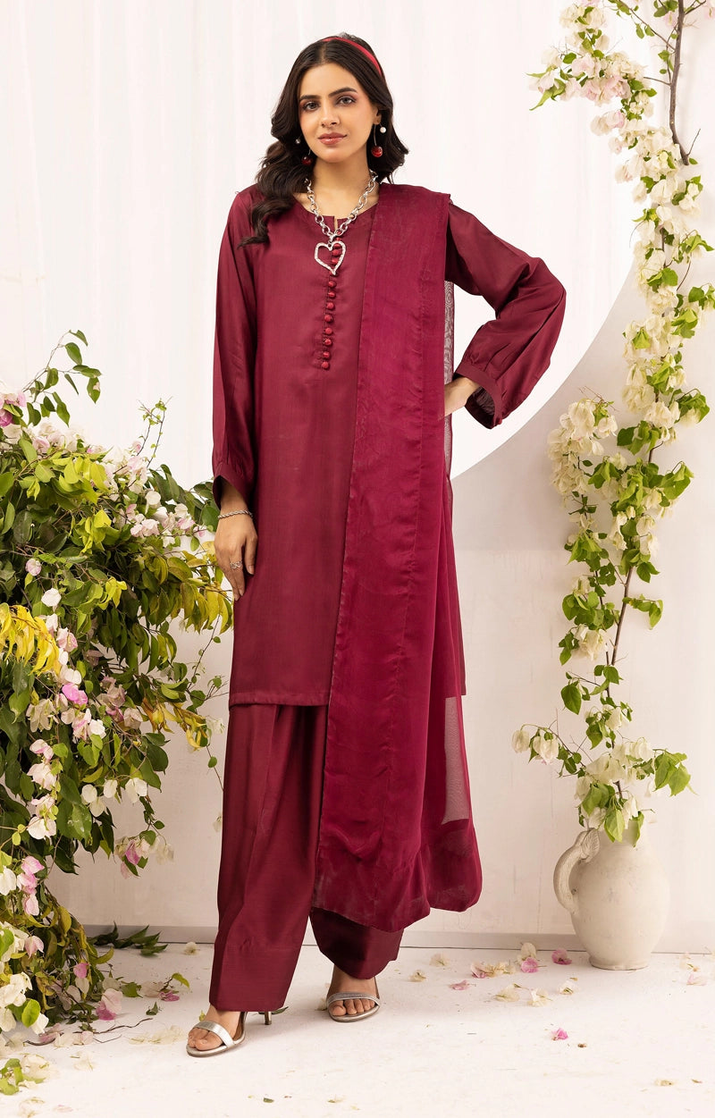 Simrans Farshi Mummy & Me Ladies Maroon Viscose Outfit