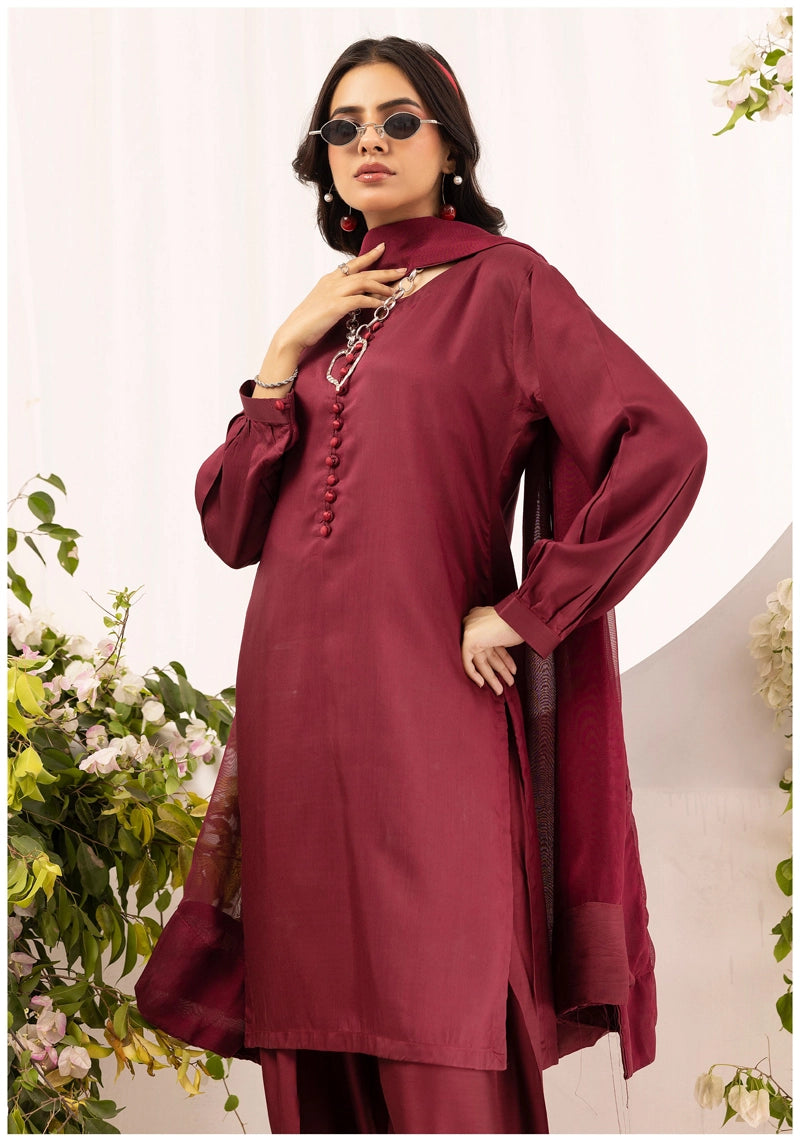 Simrans Farshi Mummy & Me Ladies Maroon Viscose Outfit