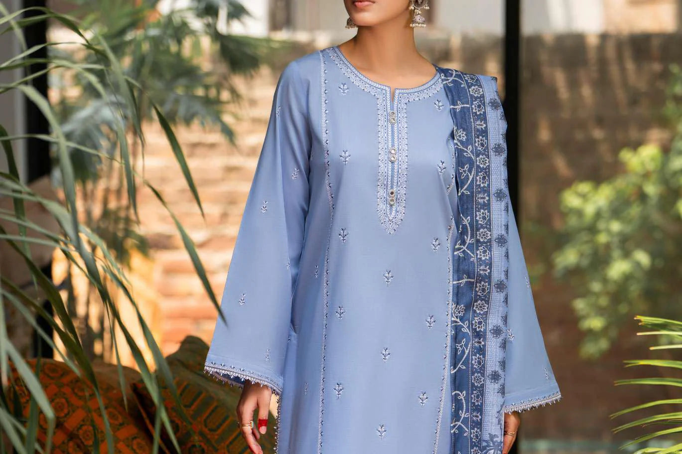 Sirf Tumhari Eid Special Little Sky Embroidered Suit with Farshi Salwar - Desi Posh