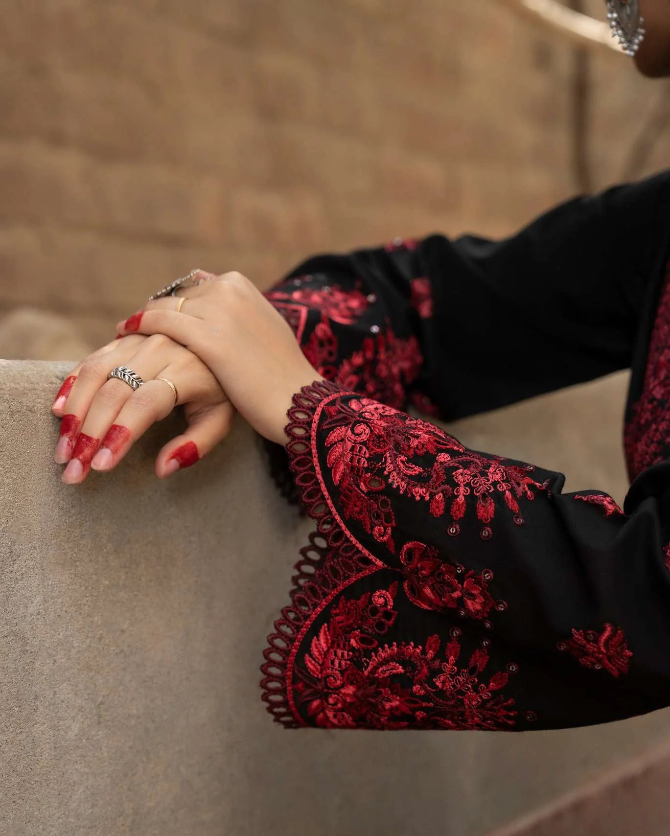 Sirf Tumhari Summer Special Black Classic Embroidered Suit with Embroidered Farshi Salwar - Desi Posh