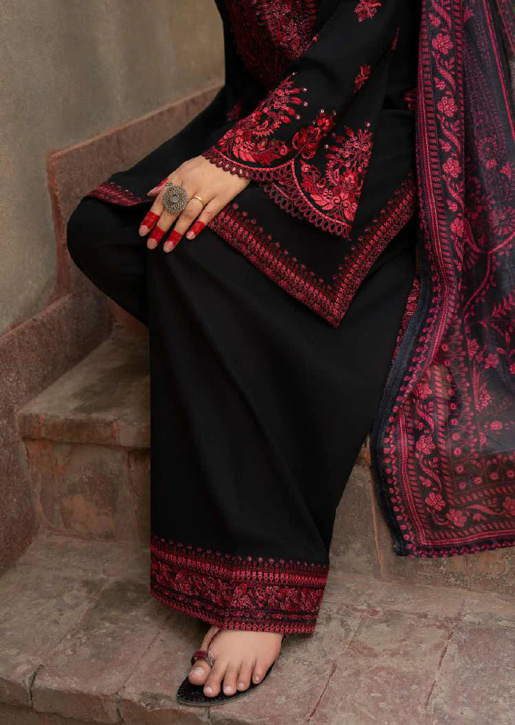 Sirf Tumhari Summer Special Black Classic Embroidered Suit with Embroidered Farshi Salwar - Desi Posh