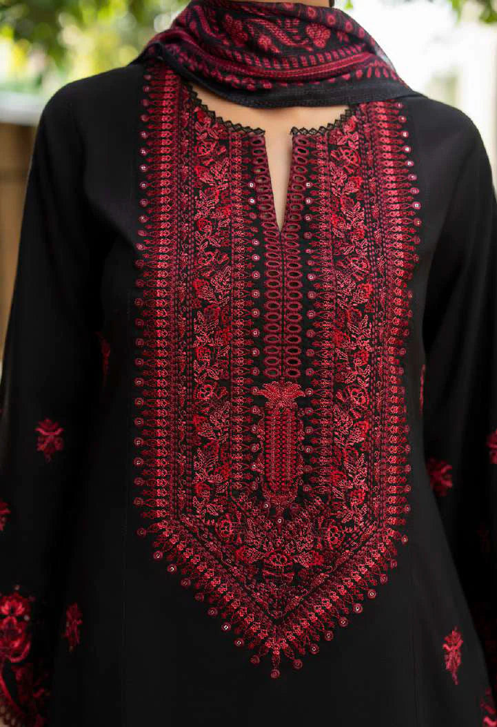 Sirf Tumhari Summer Special Black Classic Embroidered Suit with Embroidered Farshi Salwar - Desi Posh