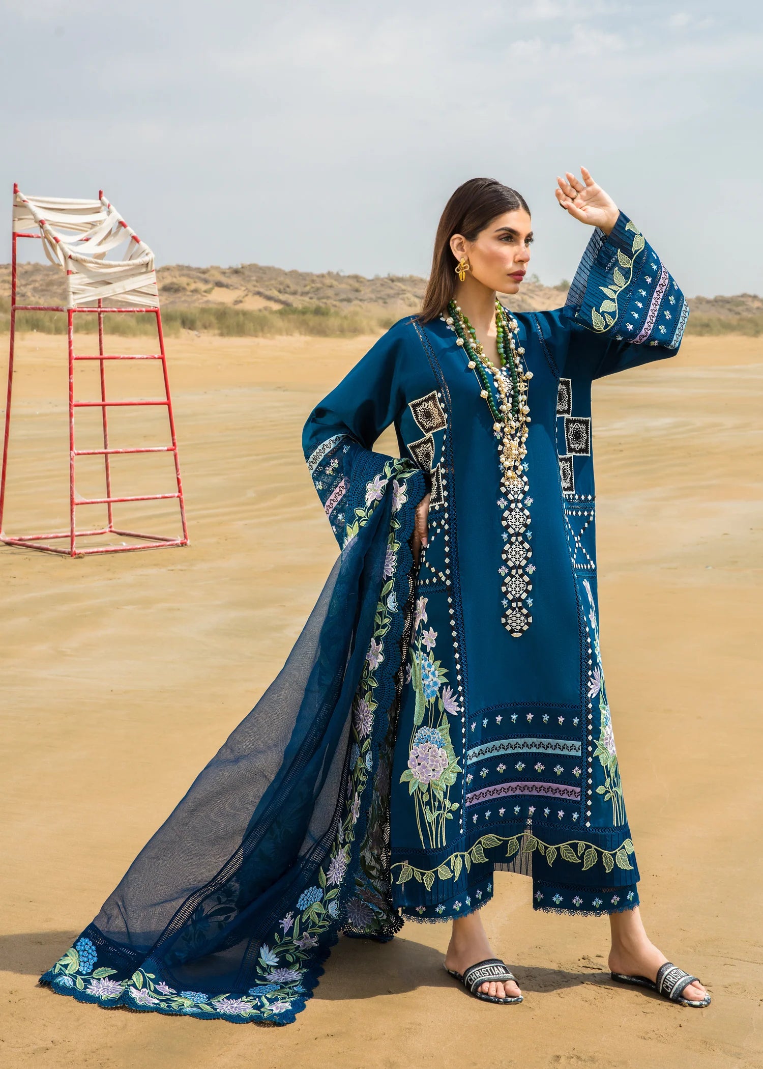 Crimson Inspired Embroidered Lawn Bohemian Summer D7A 3 Piece Outfit - Desi Posh
