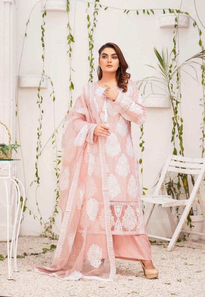 Jannat 2.0 Pink Ladies Mummy & Me 3 Piece Suit With Net Dupatta - Desi Posh