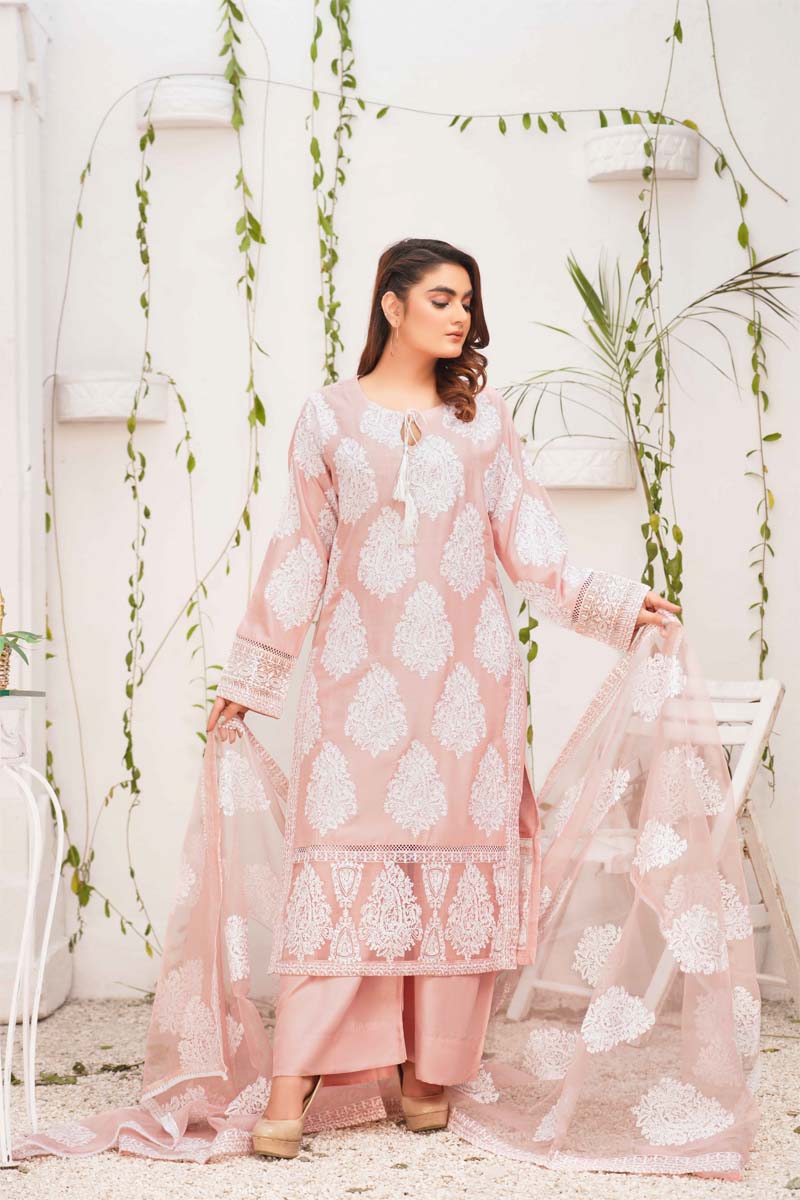 Jannat 2.0 Pink Ladies Mummy & Me 3 Piece Suit With Net Dupatta - Desi Posh