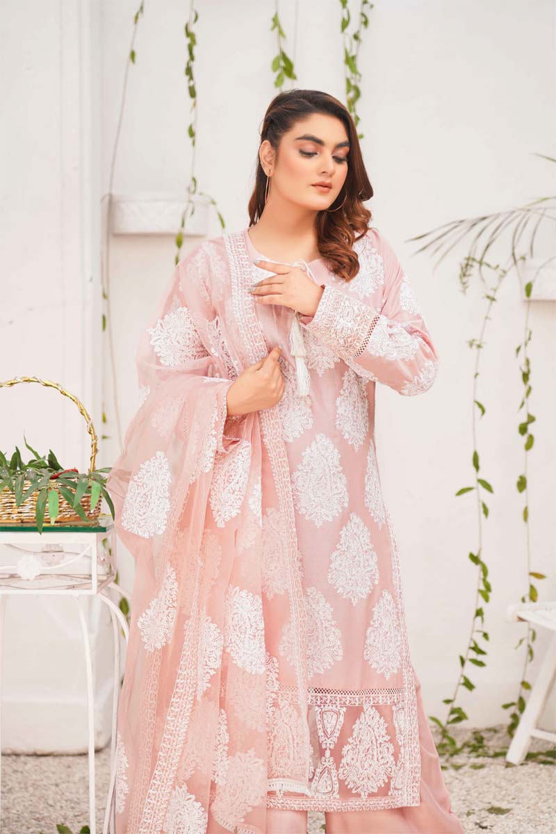 Jannat 2.0 Pink Ladies Mummy & Me 3 Piece Suit With Net Dupatta - Desi Posh