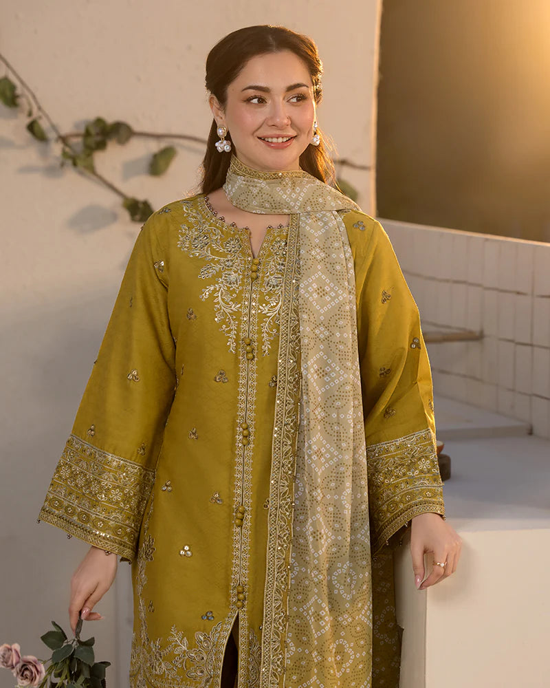 Janaan Premium Jacquard Eid Edit 3 Piece Outfit AL998 - Desi Posh