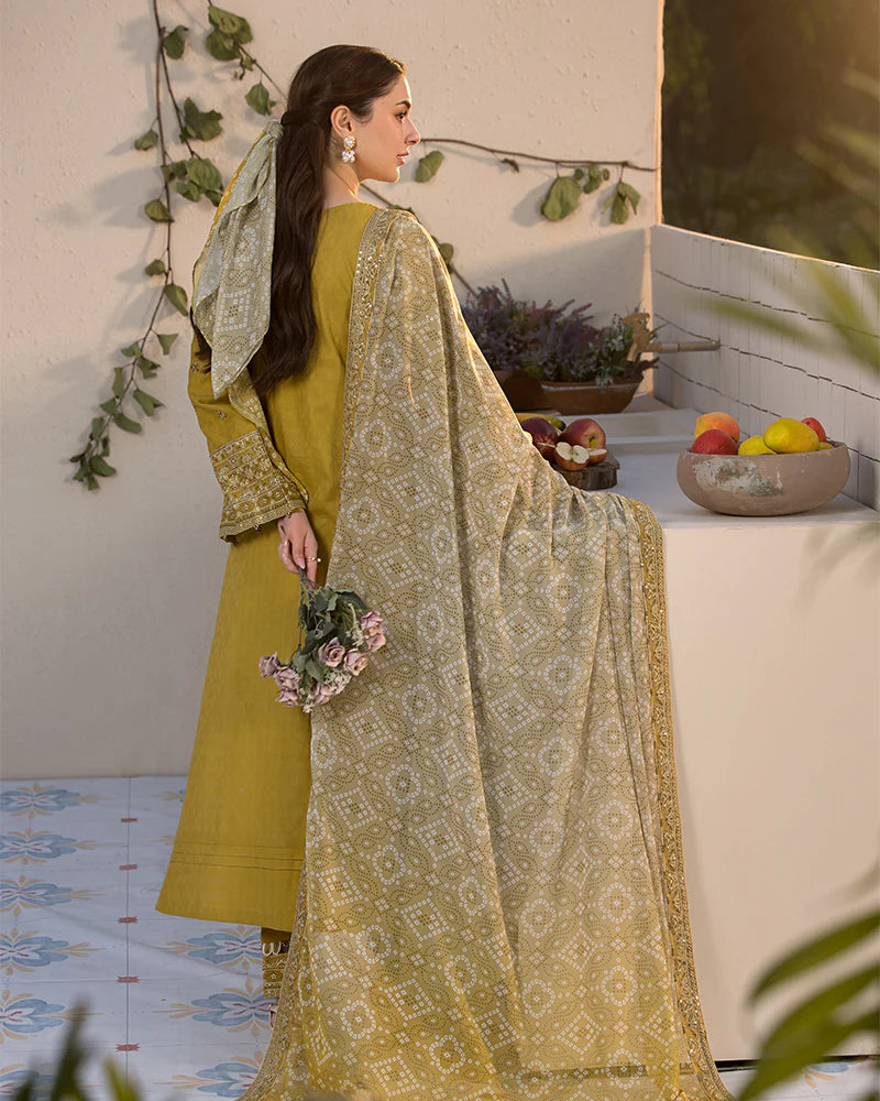 Janaan Premium Jacquard Eid Edit 3 Piece Outfit AL998 - Desi Posh