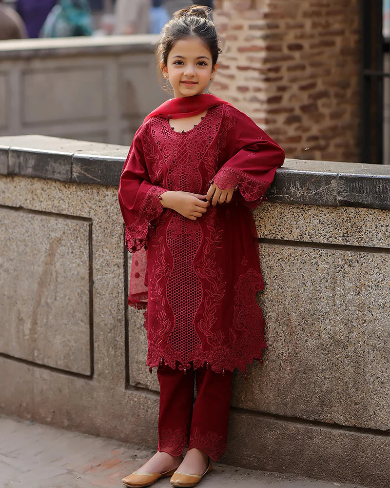 Ally's Mummy & Me Girls Chikan Kari Eid Outfit AL982K - Desi Posh