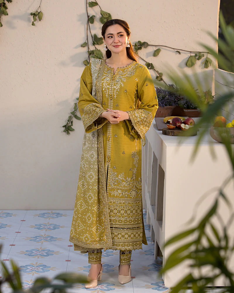 Janaan Premium Jacquard Eid Edit 3 Piece Outfit AL998 - Desi Posh