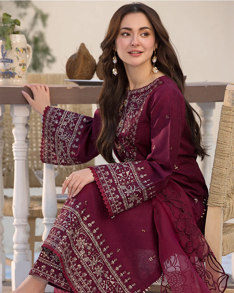 Janaan Premium Jacquard Eid Edit 3 Piece Outfit AL997 - Desi Posh