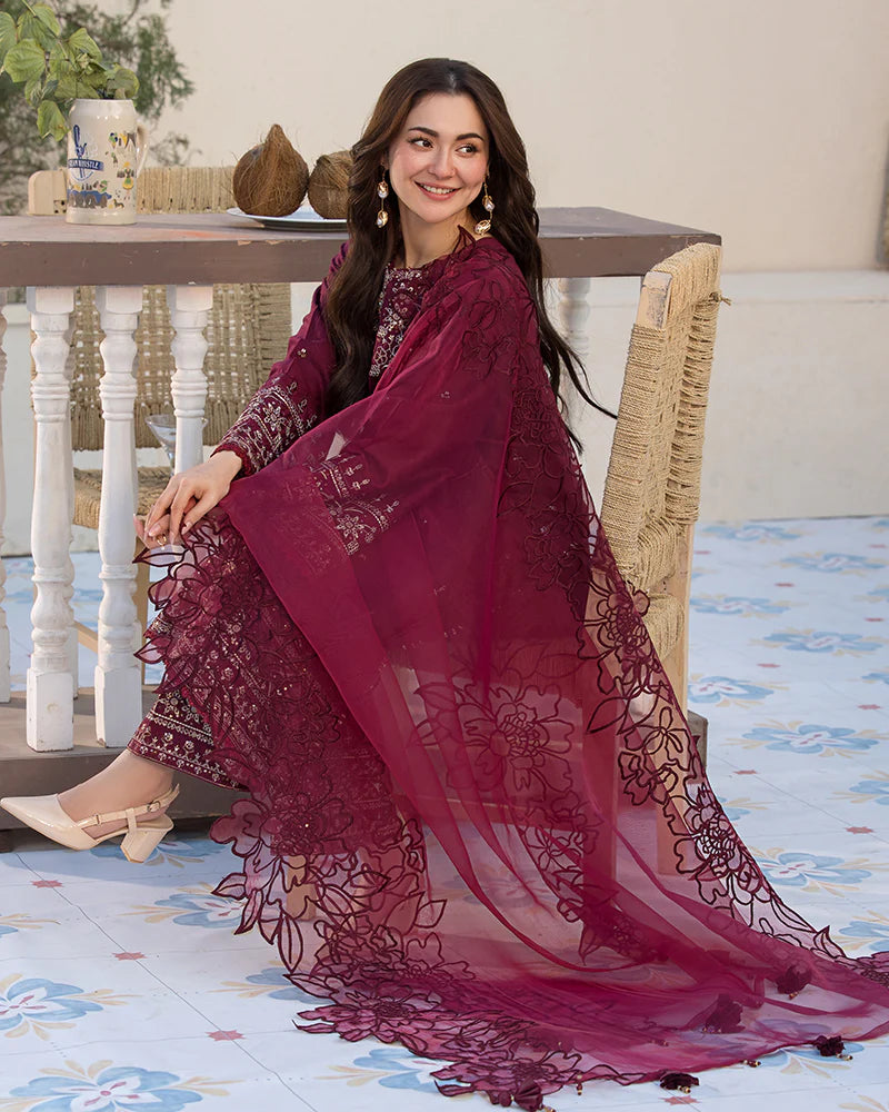 Janaan Premium Jacquard Eid Edit 3 Piece Outfit AL997 - Desi Posh