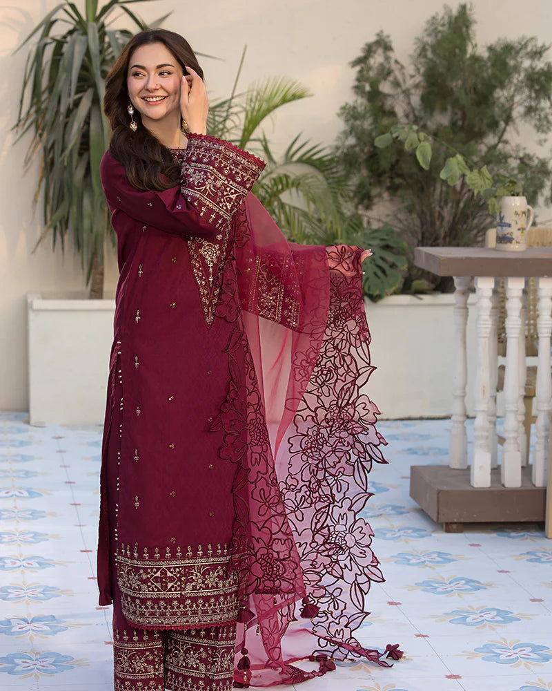 Janaan Premium Jacquard Eid Edit 3 Piece Outfit AL997 - Desi Posh