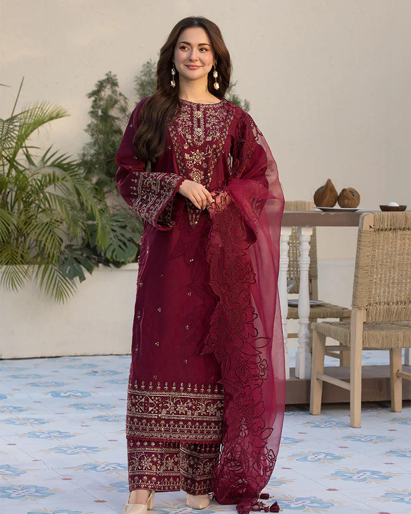 Janaan Premium Jacquard Eid Edit 3 Piece Outfit AL997 - Desi Posh
