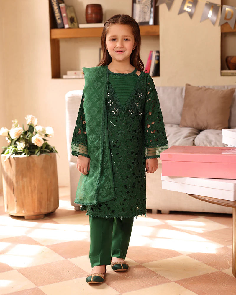 Ally's Mummy & Me Girls Chikan Embroidered Eid Outfit AL987K - Desi Posh