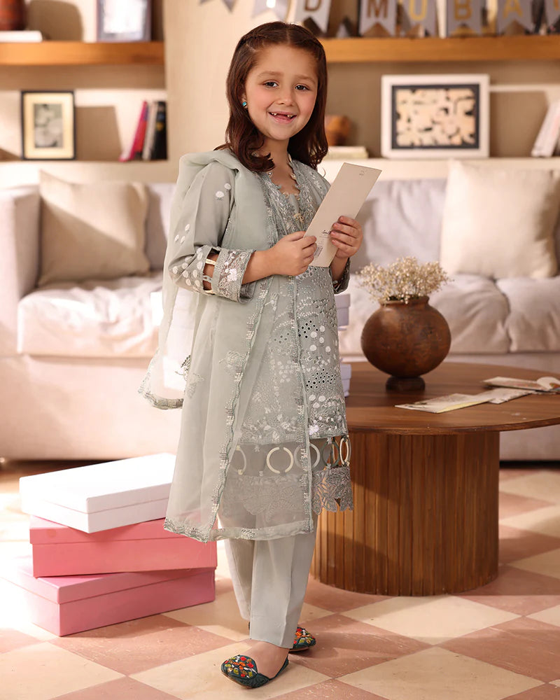 Ally's Mummy & Me Girls Chikan Embroidered Eid Outfit AL990K - Desi Posh