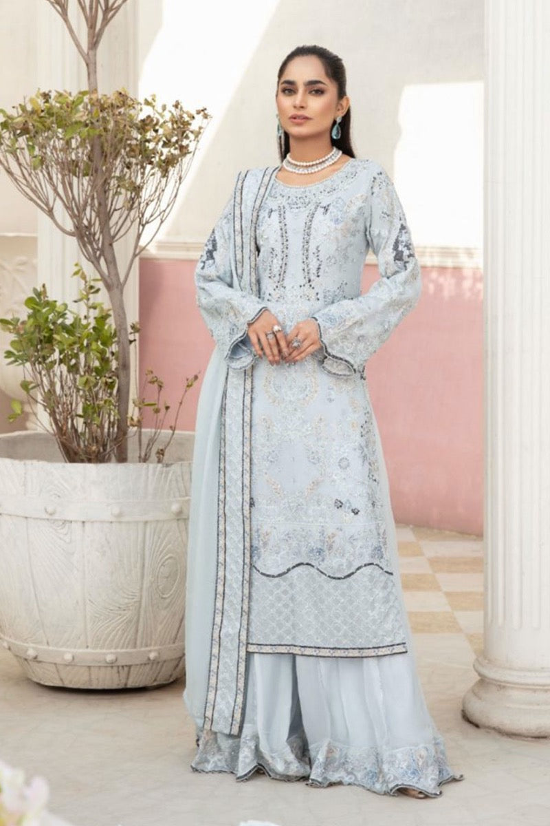 Ivana Ladies Designer Formal Powder Blue Sharara Outfit - Desi Posh