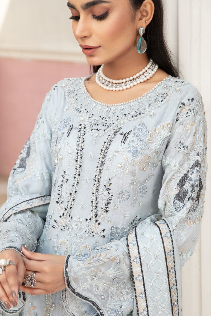 Ivana Ladies Designer Formal Powder Blue Sharara Outfit - Desi Posh