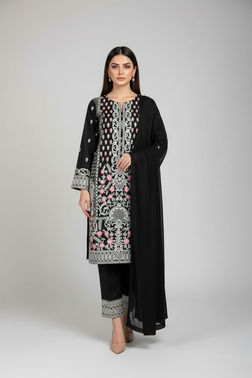 Agha Noor inspired Organza Black Pakistani Outfit