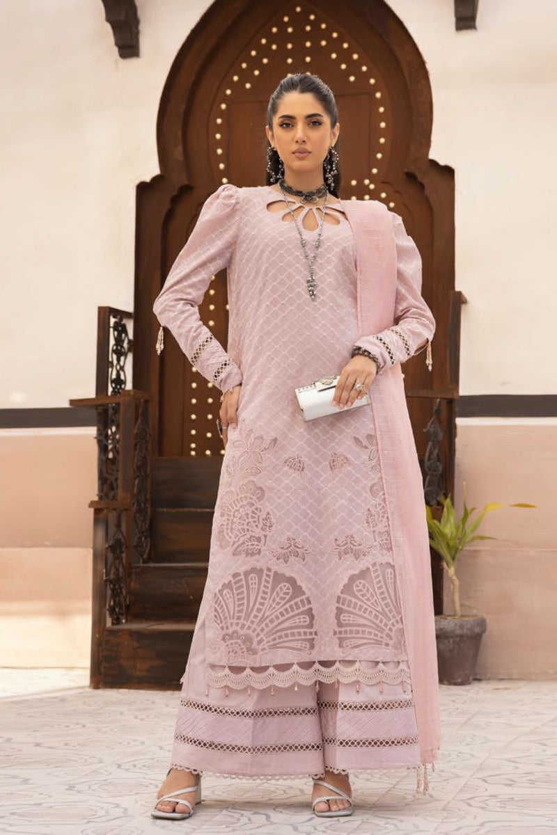 Ally's Luxury Lawn Chikan Kari Eid Suit Lilac AL707 - Desi Posh