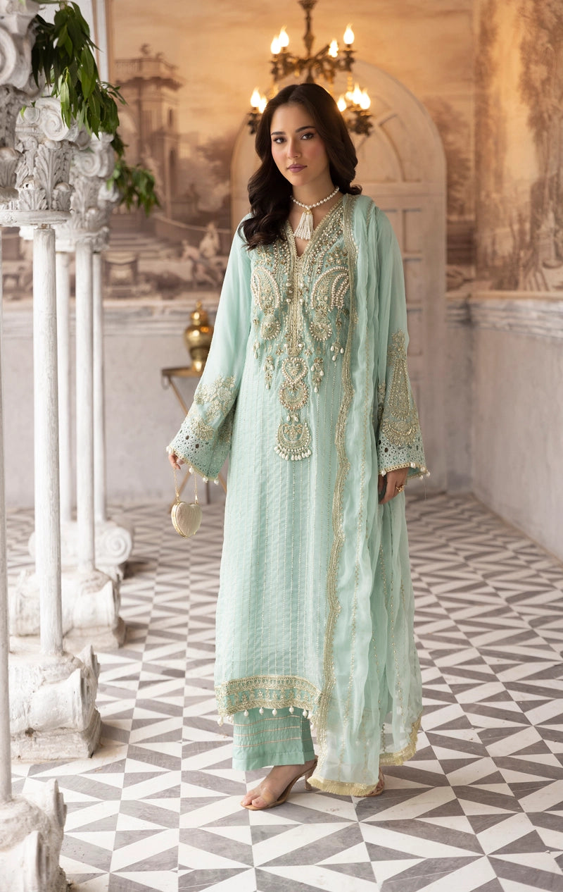 green emerald velvet dress Hatke Bride Mint Green Georgette Palazzo Choli with Jacket for Indian & Pakistani Wedding Festival main image 0