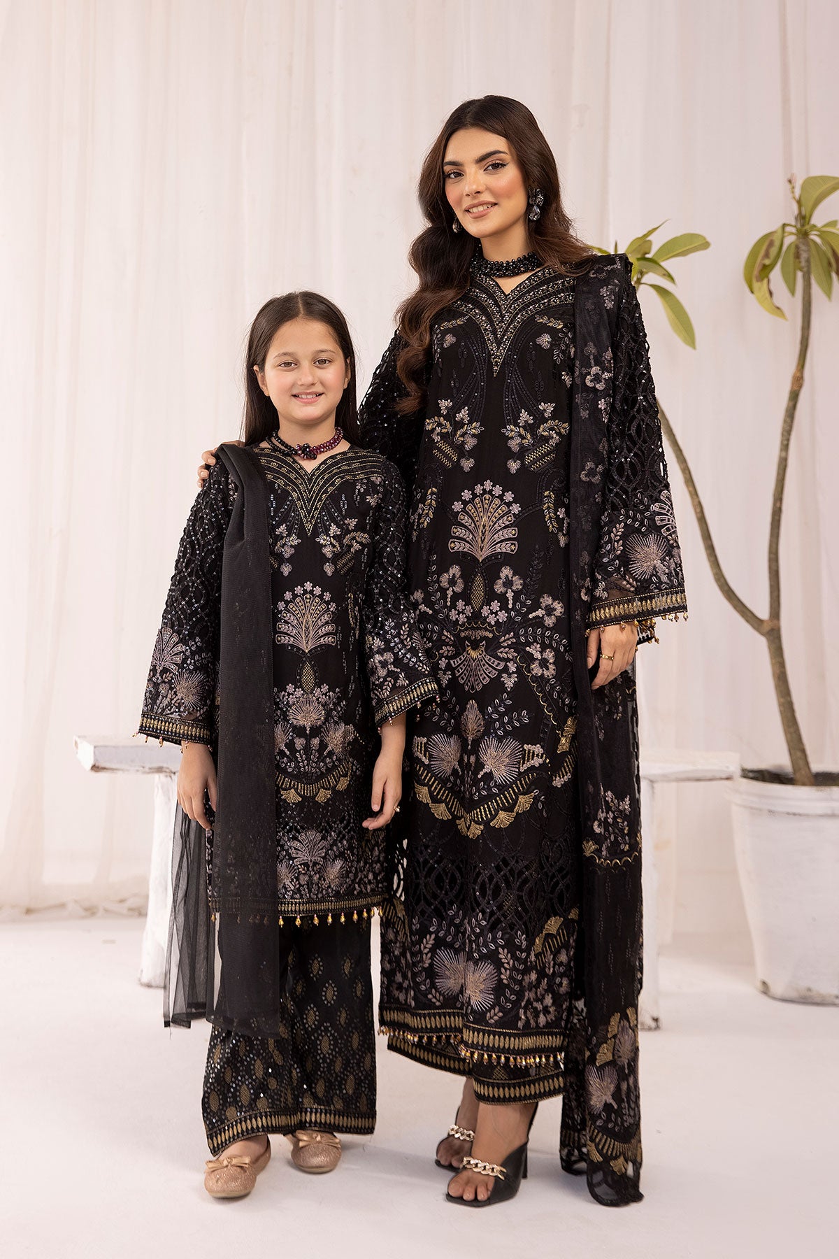 Flossie Day Dream Black Mummy & Me Girls Wedding Outfit - Desi Posh