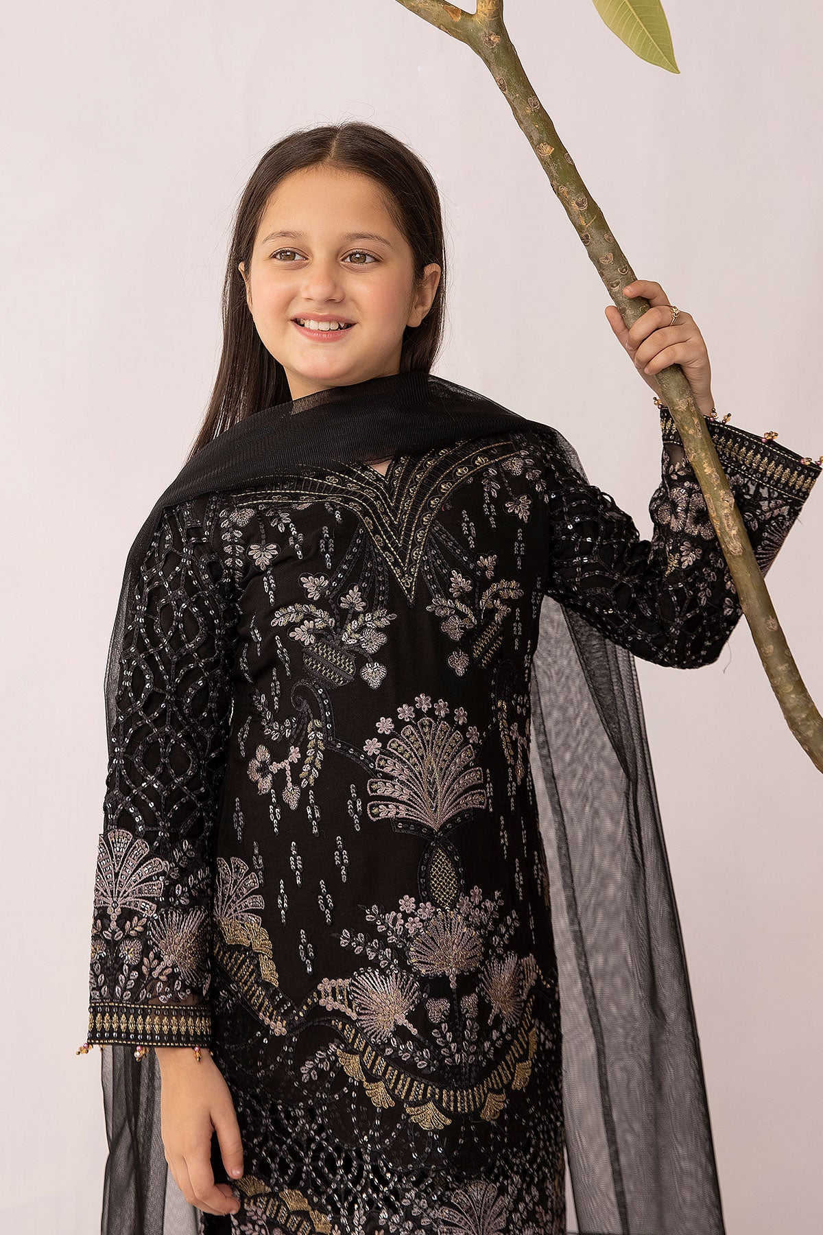 Flossie Day Dream Black Mummy & Me Girls Wedding Outfit - Desi Posh