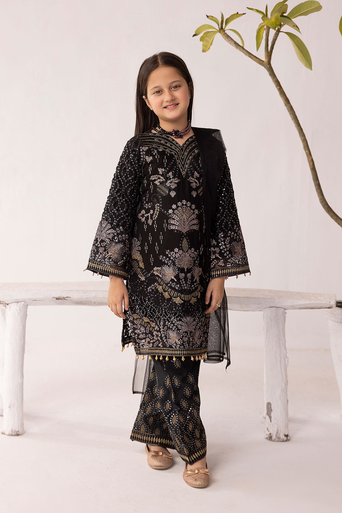 Flossie Day Dream Black Mummy & Me Girls Wedding Outfit - Desi Posh