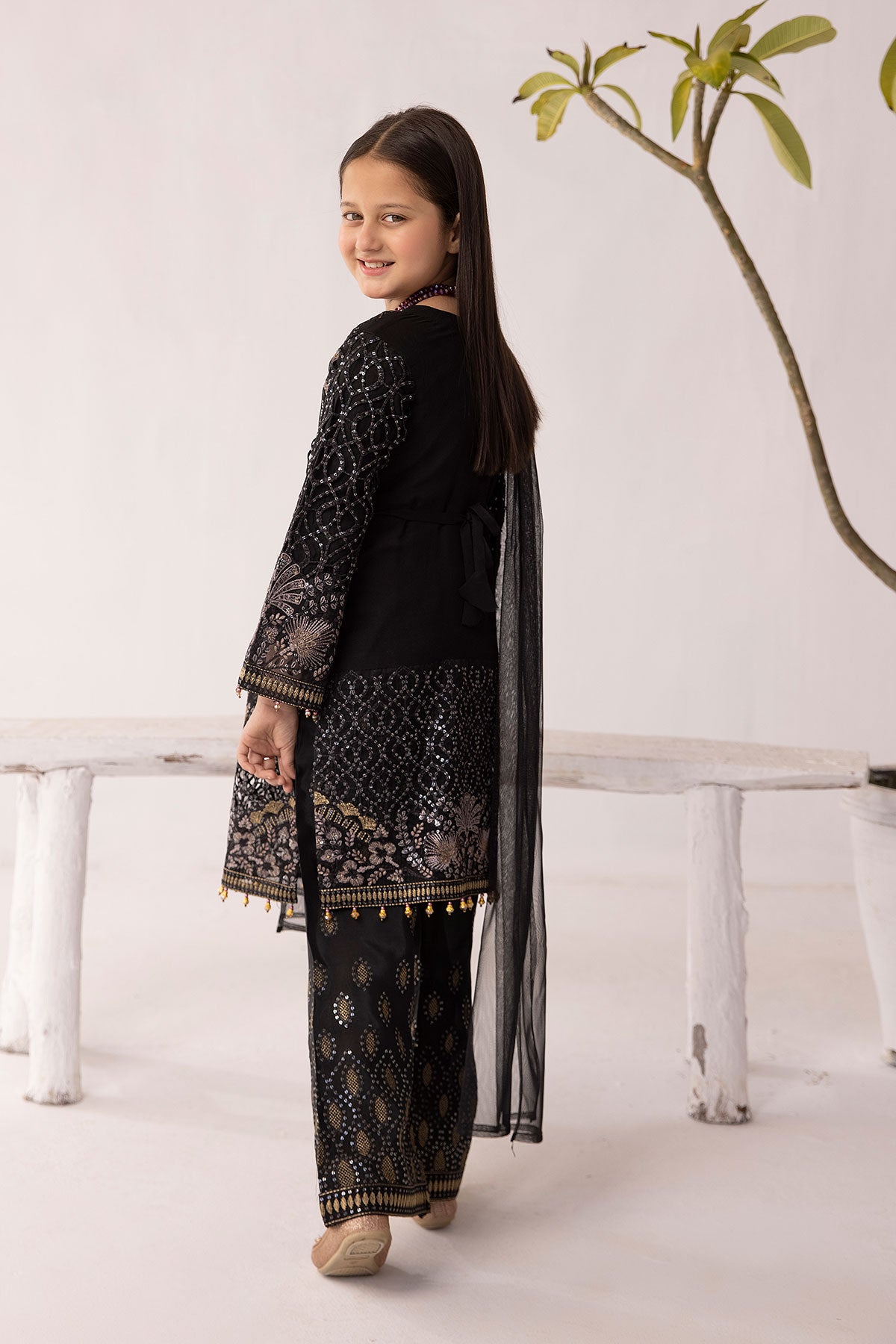Flossie Day Dream Black Mummy & Me Girls Wedding Outfit - Desi Posh
