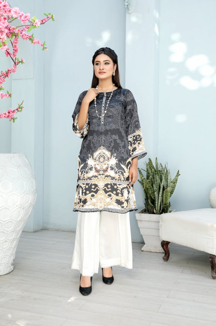 Limelight Pakistani Silk digital print Kurta DVR1 - Desi Posh