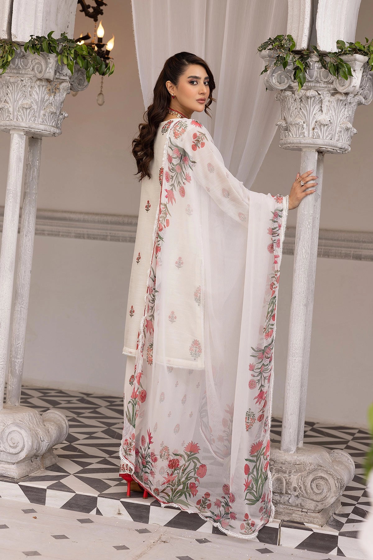 Ethnic Inspired Eid Silk Monal Suit With Printed Farshi Salwar MNRK7 - Desi Posh