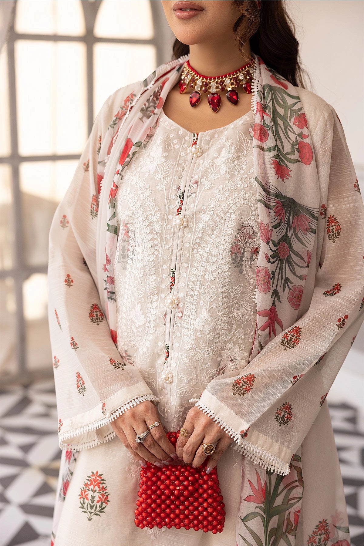 Ethnic Inspired Eid Silk Monal Suit With Printed Farshi Salwar MNRK7 - Desi Posh
