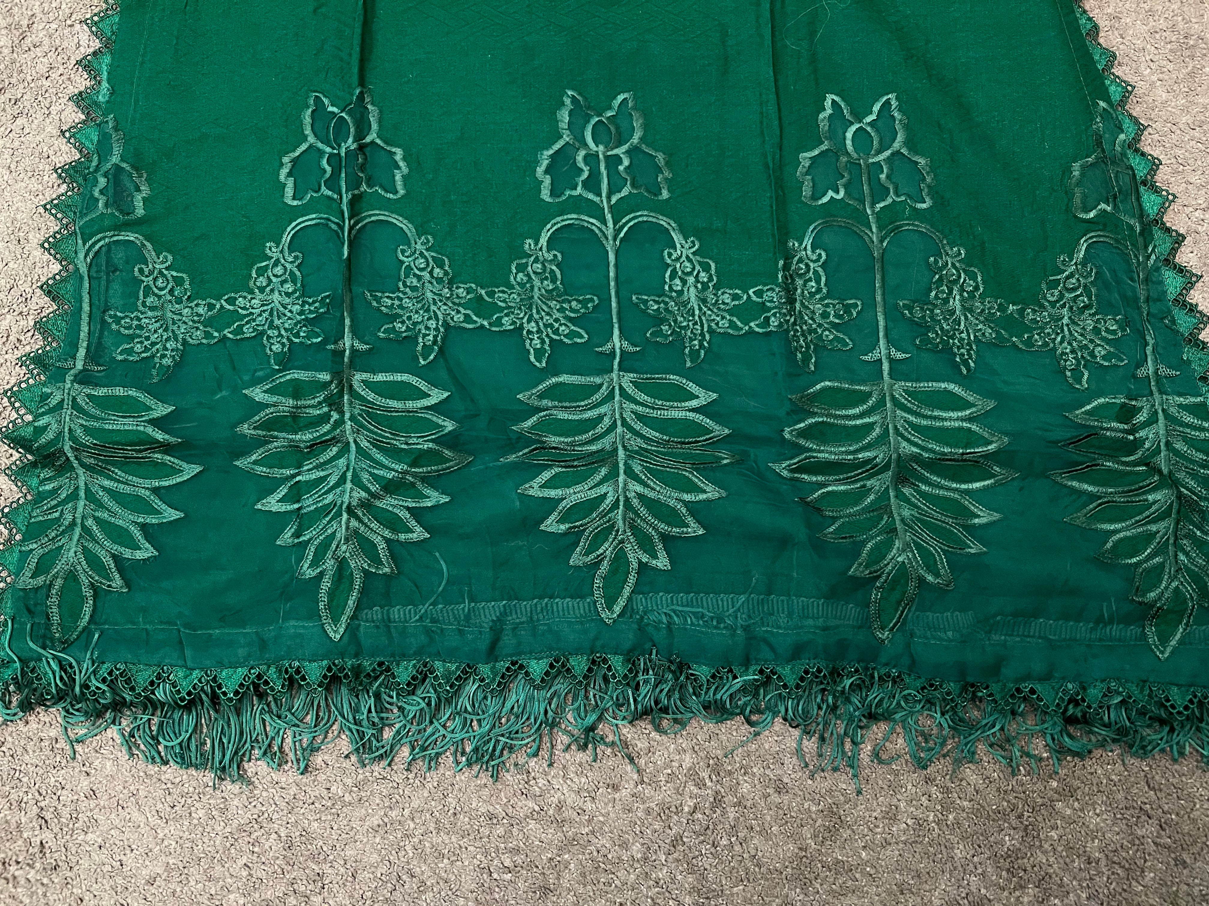 Maria B Inspired Embroidered Lawn Green 3 Piece Outfit With Net Dupatta - Desi Posh