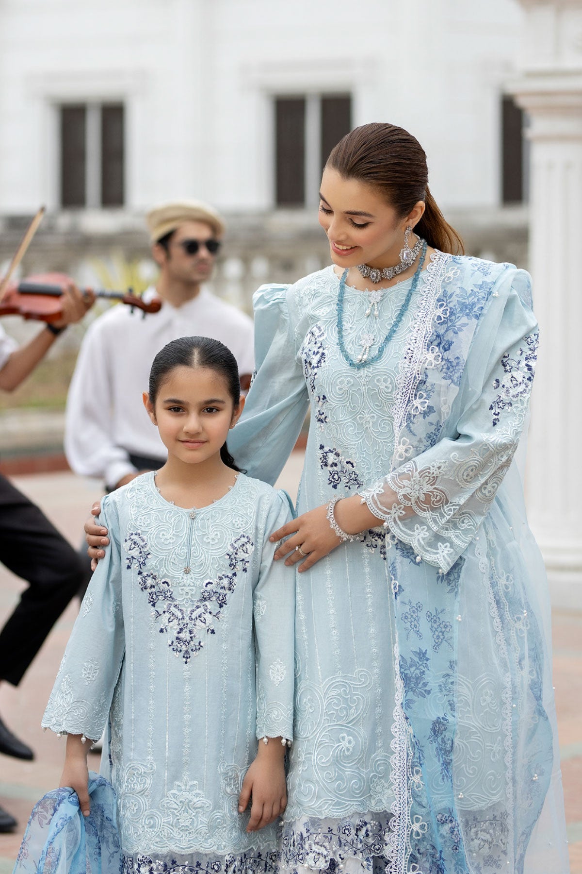 Maria B Inspired Mummy & Me Ladies Eid Outfit With Net Dupatta SL813 - Desi Posh