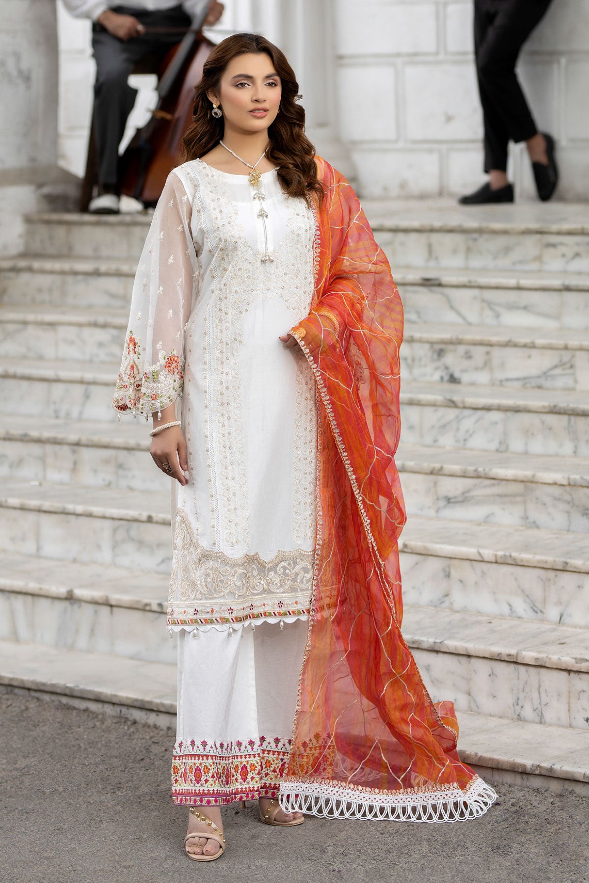 Maria B Inspired Mummy & Me Ladies Eid Outfit With Net Dupatta SL814 - Desi Posh