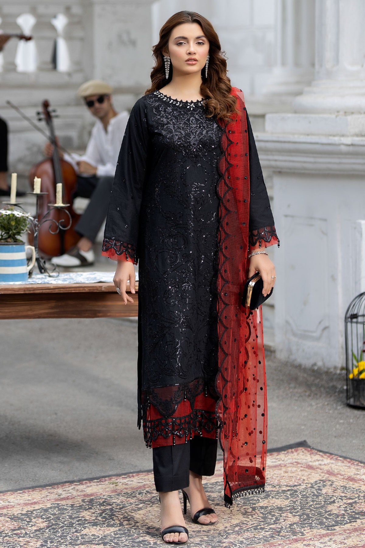 Maria B Inspired Mummy & Me Ladies Eid Outfit With Net Dupatta SL824 - Desi Posh