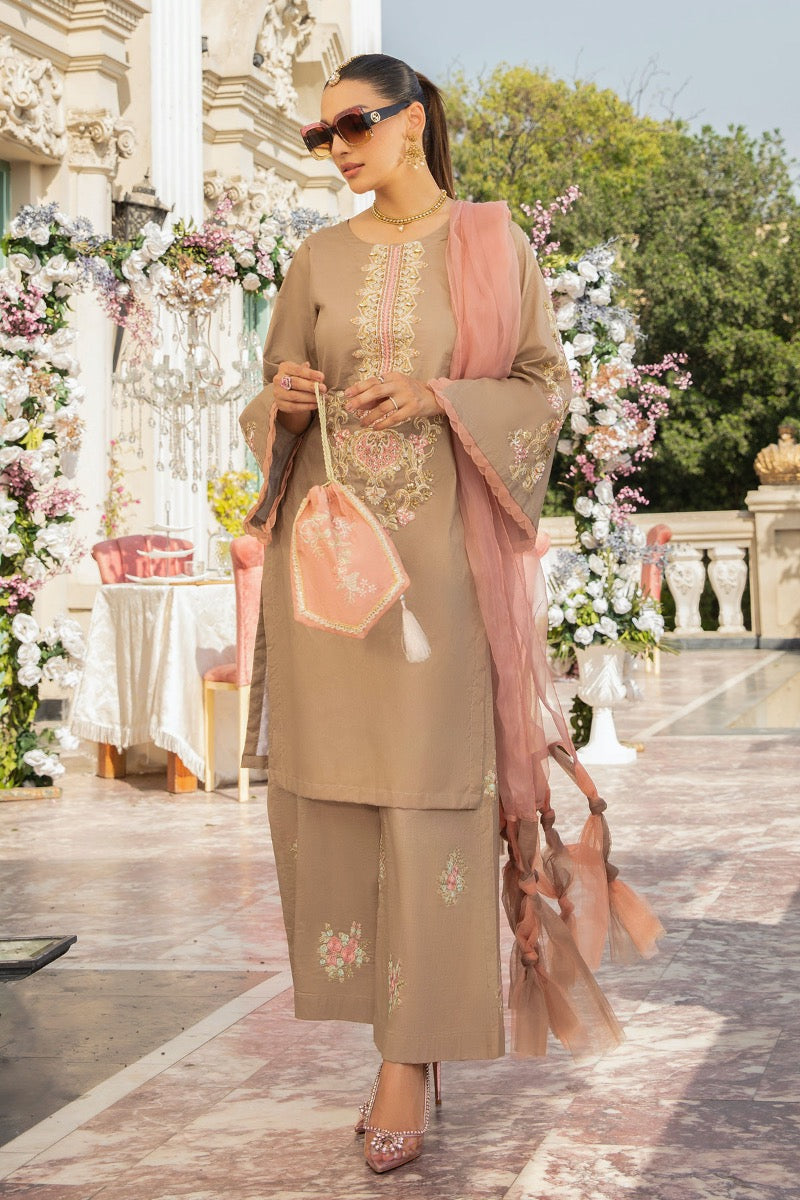 Ivana Luxury Cotton Ladies Khaki Palazzo Outfit 2370 - Desi Posh