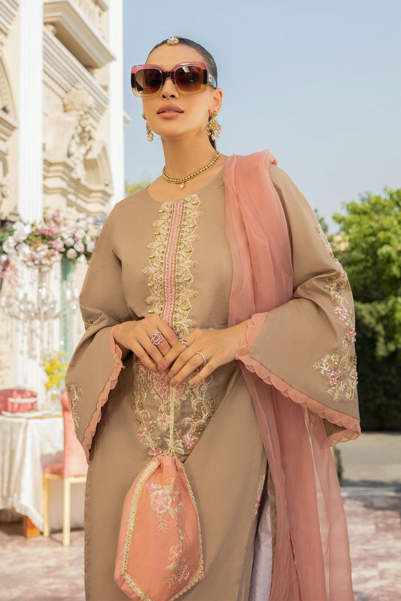 Ivana Luxury Cotton Ladies Khaki Palazzo Outfit 2370 - Desi Posh