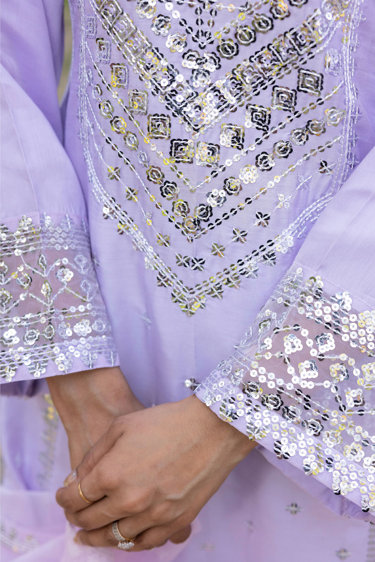 Sapphire inspired Viscose Silk 3 Piece Lilac Party Outfit - Desi Posh
