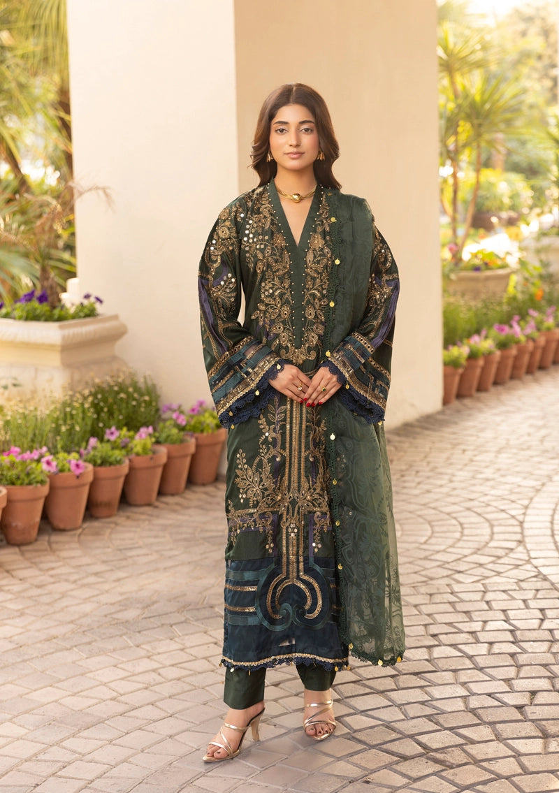 Bottle Green Maria B Inspired Raw Silk Suit | Mummy and Me Eid Clothes ...