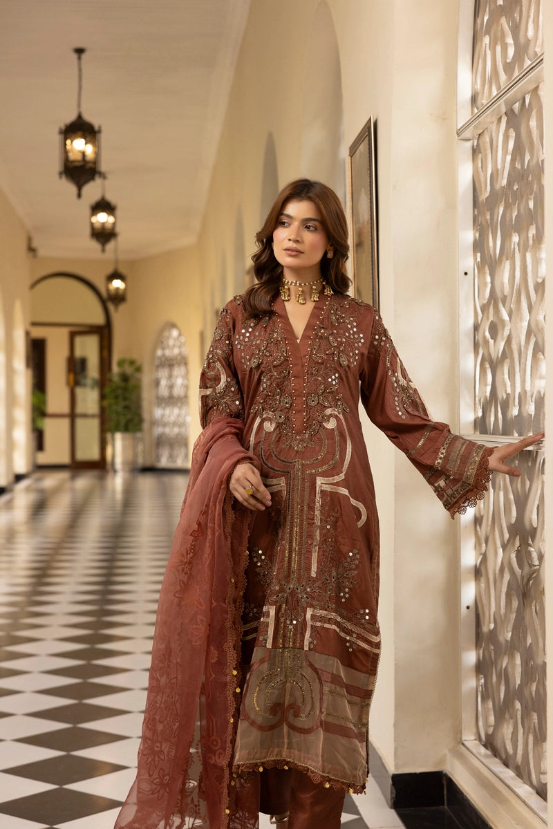 Coffee Brown Maria B Inspired Raw Silk Suit | Mummy and Me Eid Clothes ...