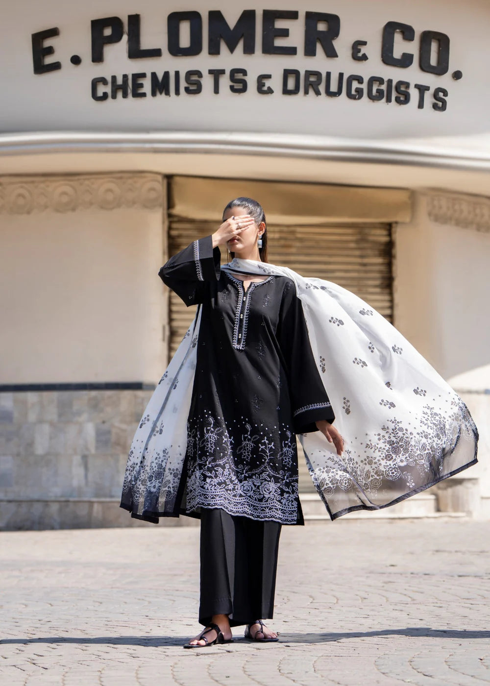 Muharram New Year Collection Black 3 Piece Embroidered Lawn Palazzo Suit