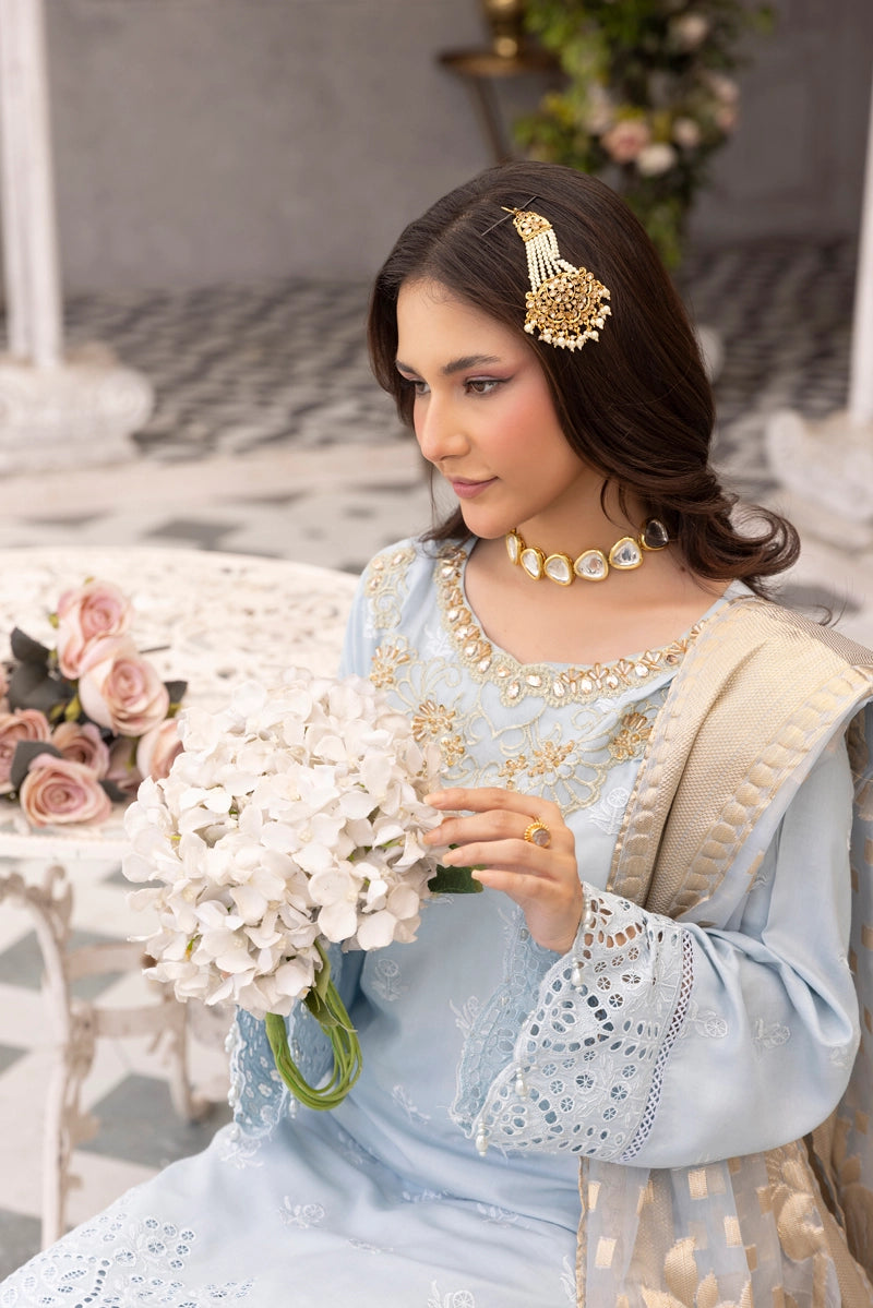 Ice Blue Chikankari Eid Outfit